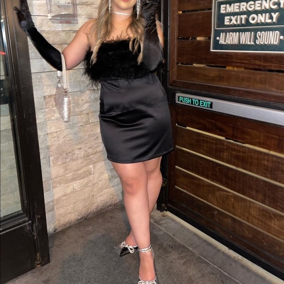 Black Marisa Feather mini dress - Picture 7 of 16